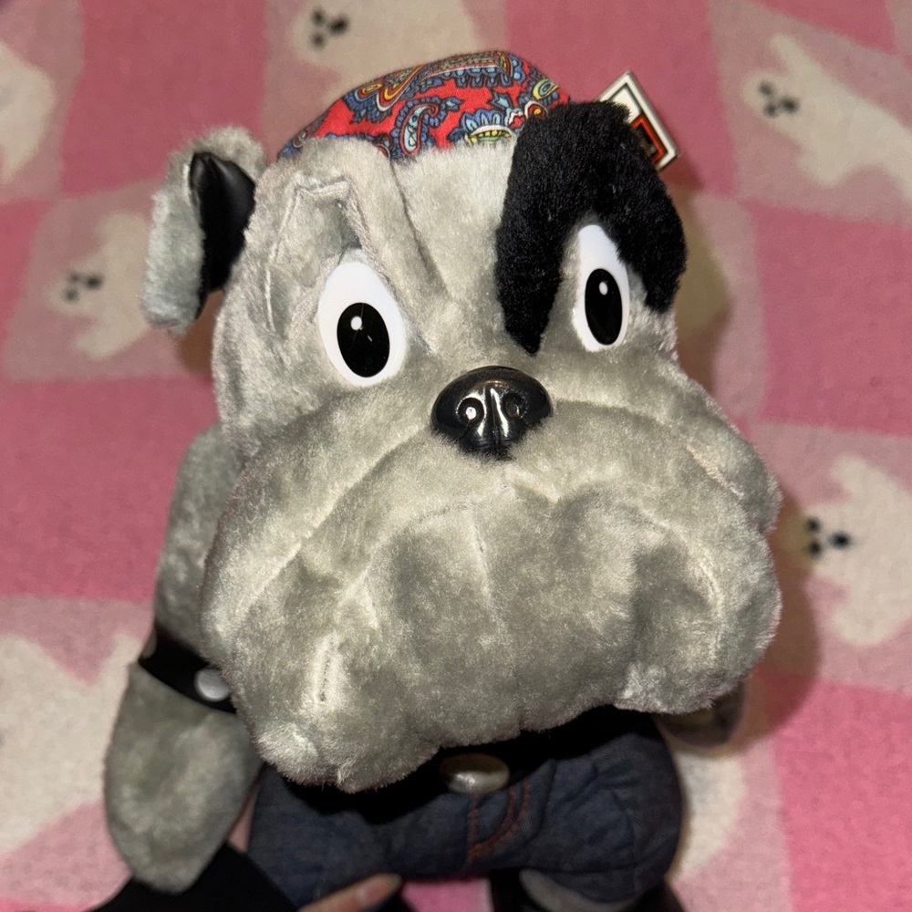 1993 Harley-Davidson Gray Plush Bulldog with Bandana